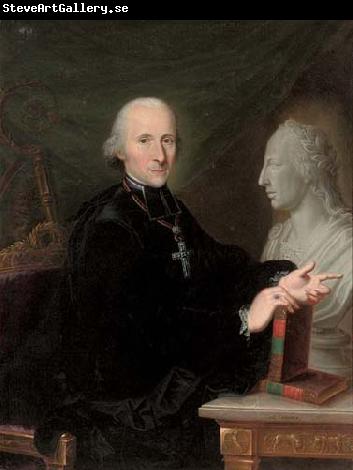 Karl Kaspar Pitz Portrait of a cleric a book in his right hand, by a marble bust